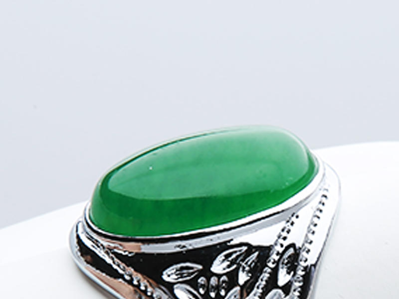 Custom reality white gold jadeite emerald male ring-1