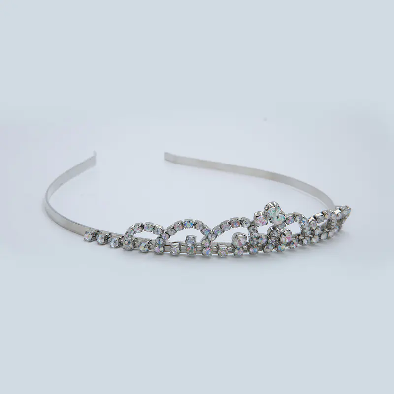 Custom fashion Czech rhinestones White steel plated headband
