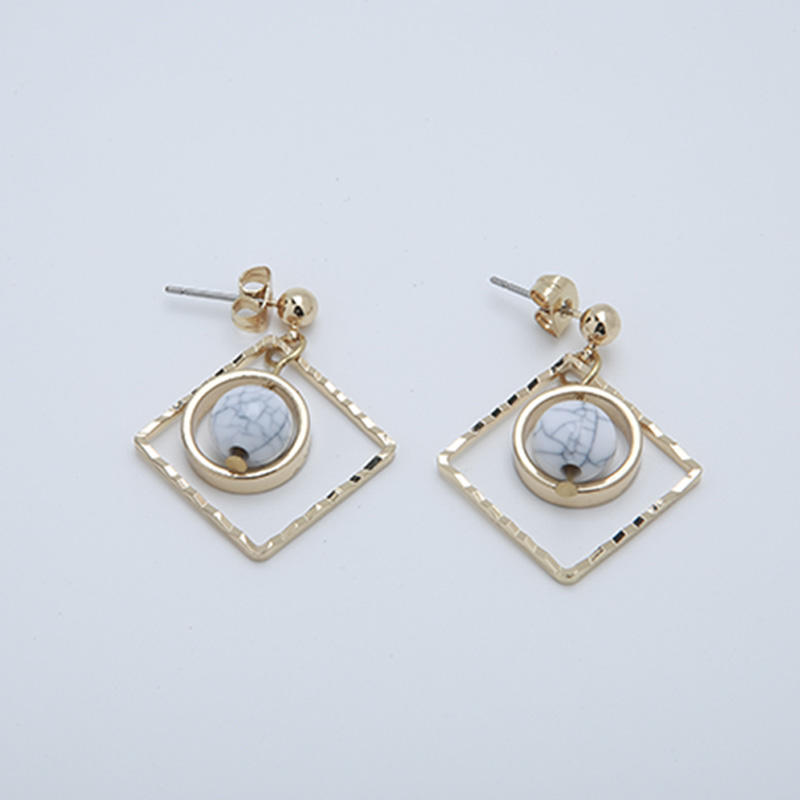 Custom ABS beads gold-plated earrings