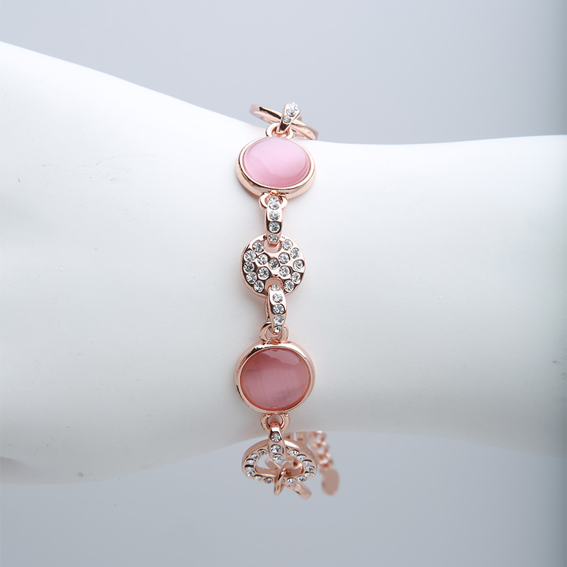Custom rose gold Czech rhinestones opal bracelet-1