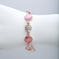 Custom rose gold Czech rhinestones opal bracelet
