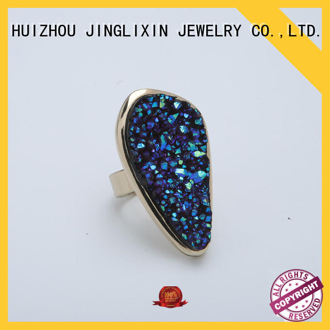 Custom blue zinc alloy ore ring for sale