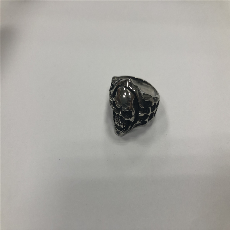 Religious totem stainless steel skull ring