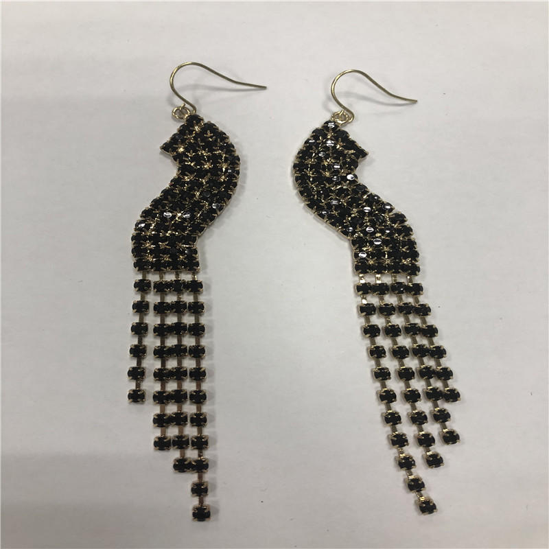 Black fishhook pendant earrings