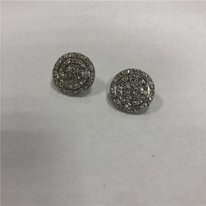 Exquisite micro copper zircon button earrings diy accessories, wholesale
