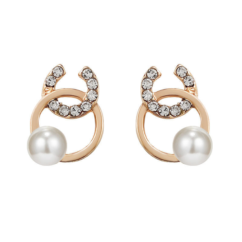 Zinc alloy pearl earrings