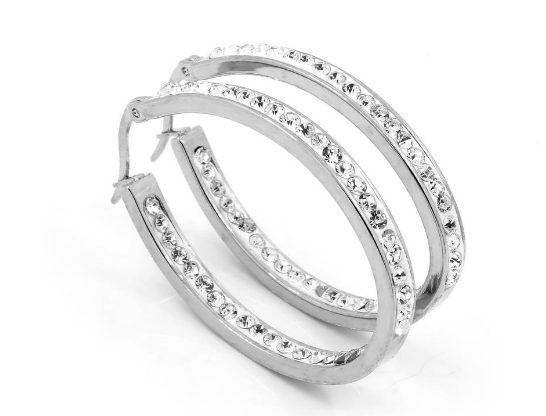 Stainless steel jack-diamond earrings