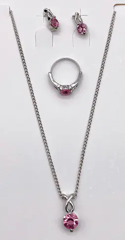 Necklace set with pink earrings