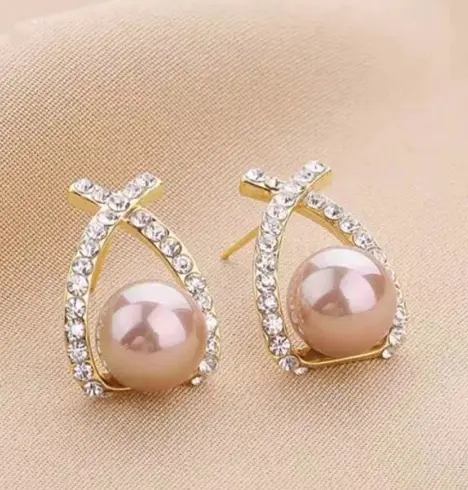 Pink glue bead earrings